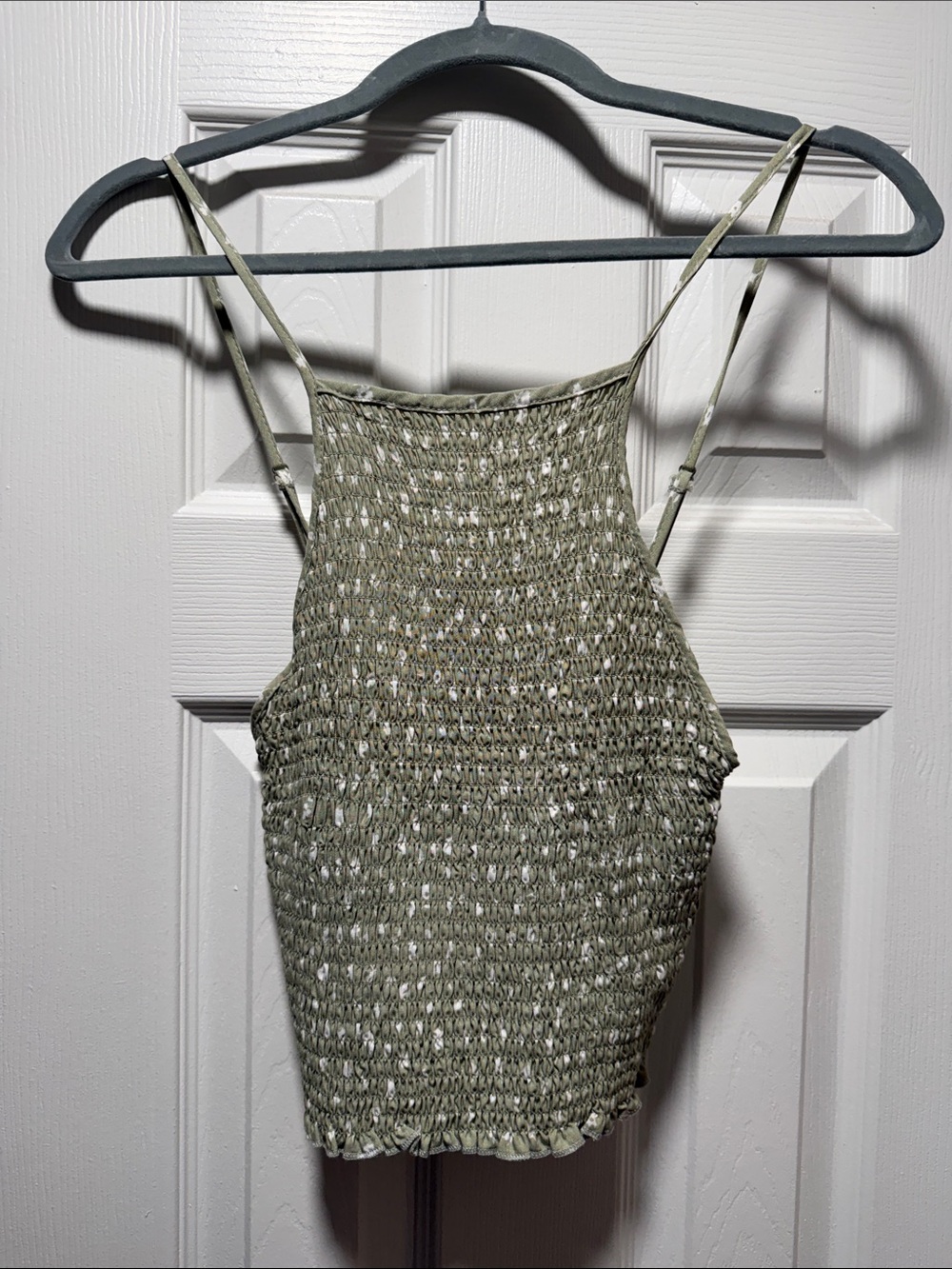 Forever 21 Olive Smocked Cropped Cami